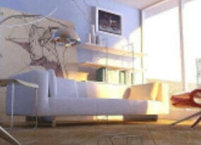 Mô hình phòng khách tối giản 3d