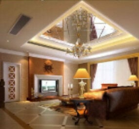 Roof Mirror Living Room Design 3d model
