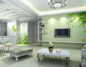 Fresh Living Room Interior Scene 3d model