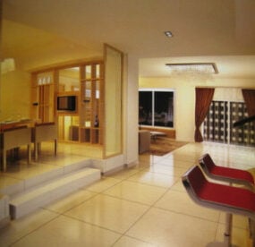 3д модель Украшенной гостиной комнаты