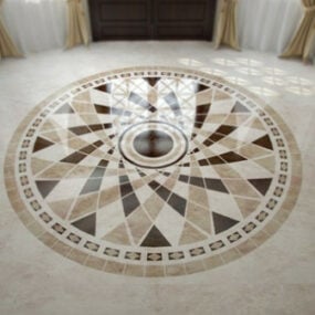 Circular Marble Floor Tiles Interior Scene 3d model