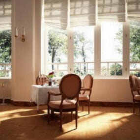 Elegant Cafe Interior Scene 3d-modell