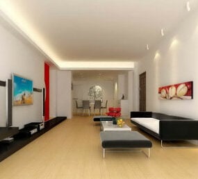 Japonský nábytek obývací pokoj 3D model