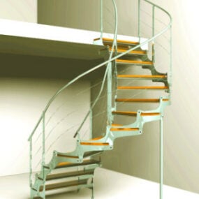 Mô hình nội thất cầu thang xoắn ốc 3d