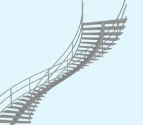 דגם תלת מימד פנימי של מדרגות מעוקלות