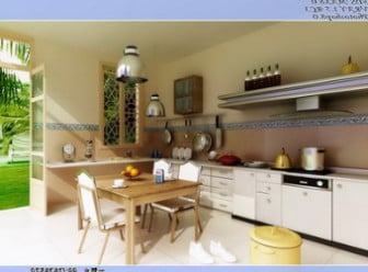Fresh Kitchen Restaurant Interior Scene 3d Model 3ds Max