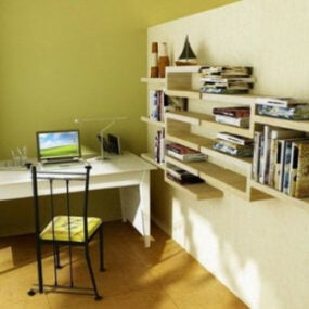 Minimalist Study Room Interior Design 3d model