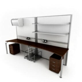 Furnitur Kombinasi Meja Kantor model 3d