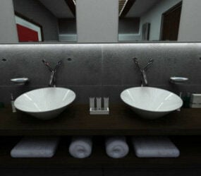실내 공간 욕실 인테리어 장면 3d 모델