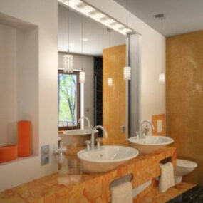 3D-Modell der modischen Badezimmer-Innenszene
