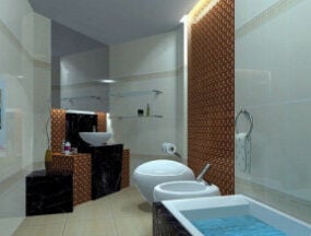 Koldt badeværelse interiør Scene 3d model