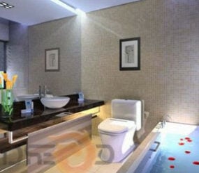 Mô hình 3d cảnh nội thất phòng tắm đơn giản