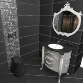 3D-Modell der europäischen Badezimmer-Innenszene