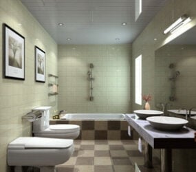 Modelo 3D de design minimalista de banheiro