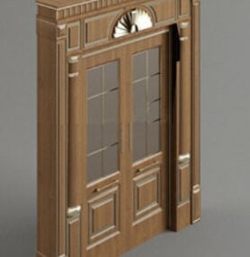 3D model evropských dřevěných dveří