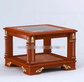 طاولة شاي خشبية ريترو نموذج ثلاثي الأبعاد