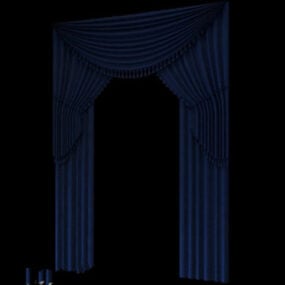 3д модель синей тканевой шторы