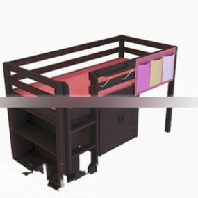 3д модель деревянной двухъярусной кровати