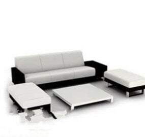 نموذج أريكة أبيض وأسود حديث ثلاثي الأبعاد