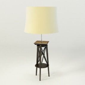 Nowoczesnej drewnianej podstawy lampy podłogowej Model 3D