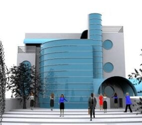 3D model budovy záclonové zdi
