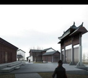 المباني الصينية القارية نموذج 3D