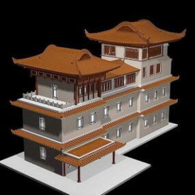 Modello 3d dell'antico edificio cinese