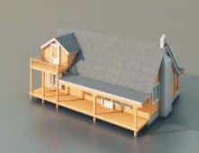 نموذج البيت الخشبي ثلاثي الأبعاد