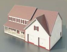 3d модель маленької вілли-гаражу