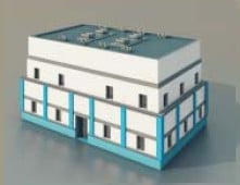 Modello 3d di un edificio a cinque piani