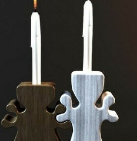 Chinese Wooden Candlestick 3d model
