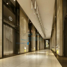 Modello 3d della scena interna del corridoio di lusso
