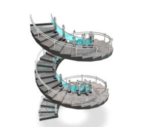 Mô hình cầu thang xoắn ốc hiện đại 3d