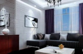 Moderní minimalistický obývací pokoj 3D model
