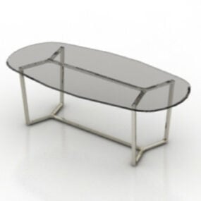 Modelo 3d de mesa oval de vidro