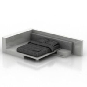 Modelo 3d de cama preta com design de móveis