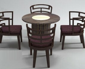Antique Wooden Tea Table 3d model