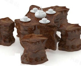 Китайський дерев'яний чайний столик 3d модель
