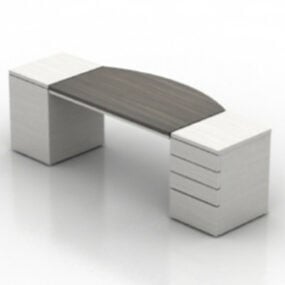 Modelo 3D de mesa de escritório de madeira branca