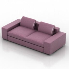 Simple 2 Seats Sofa 3d model