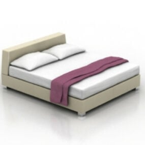 डबल लकड़ी का बिस्तर 3डी मॉडल