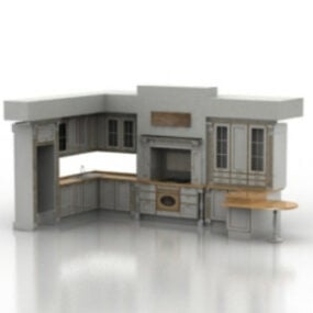 Modelo 3D de móveis de armário de cozinha completo