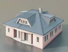 Huis één verdieping 3D-model