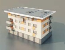 בניין מגורים מודל תלת מימד אדריכלי