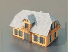 Modelo 3D de arquitetura residencial continental