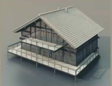 Model 3D małego leśnego domu