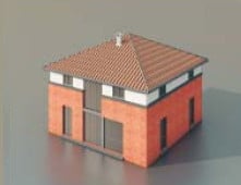 Eenvoudig bakstenen huis 3D-model