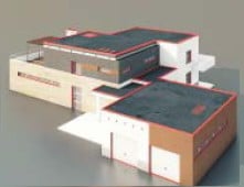 Modello 3d della costruzione di una casa quadrata