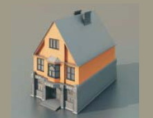 דגם תלת מימד של בניין מגורים כפרי