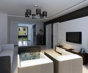 Litet vardagsrum Design 3d-modell